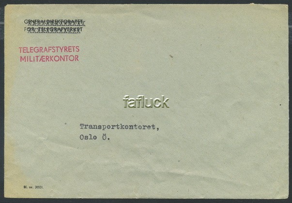 Norway war mail 10: Telegrafstyrets Militaerkontor.