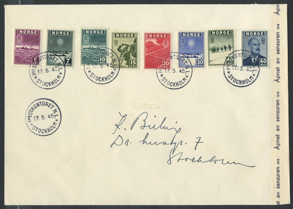 Norway war mail 09: POSTKONTORET N.L./STOCKHOLM