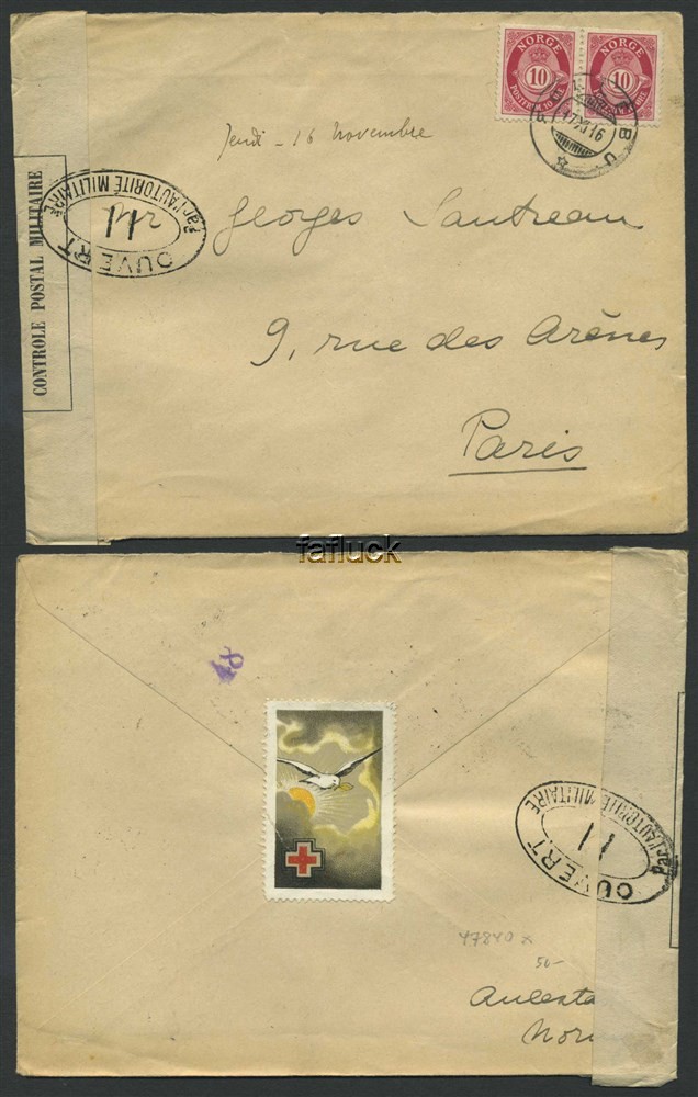 Norway war mail 01: 1916.11.17. Follebu to France.
