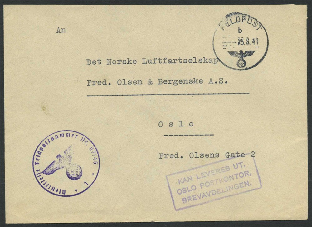 Norway war mail 06: German Fieldpost : 07146 Unknown.