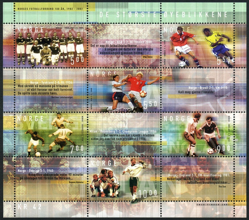 NK 1475-80, Bl.22. ** FOOTBALL UNION 2002.  Miniature sheet.