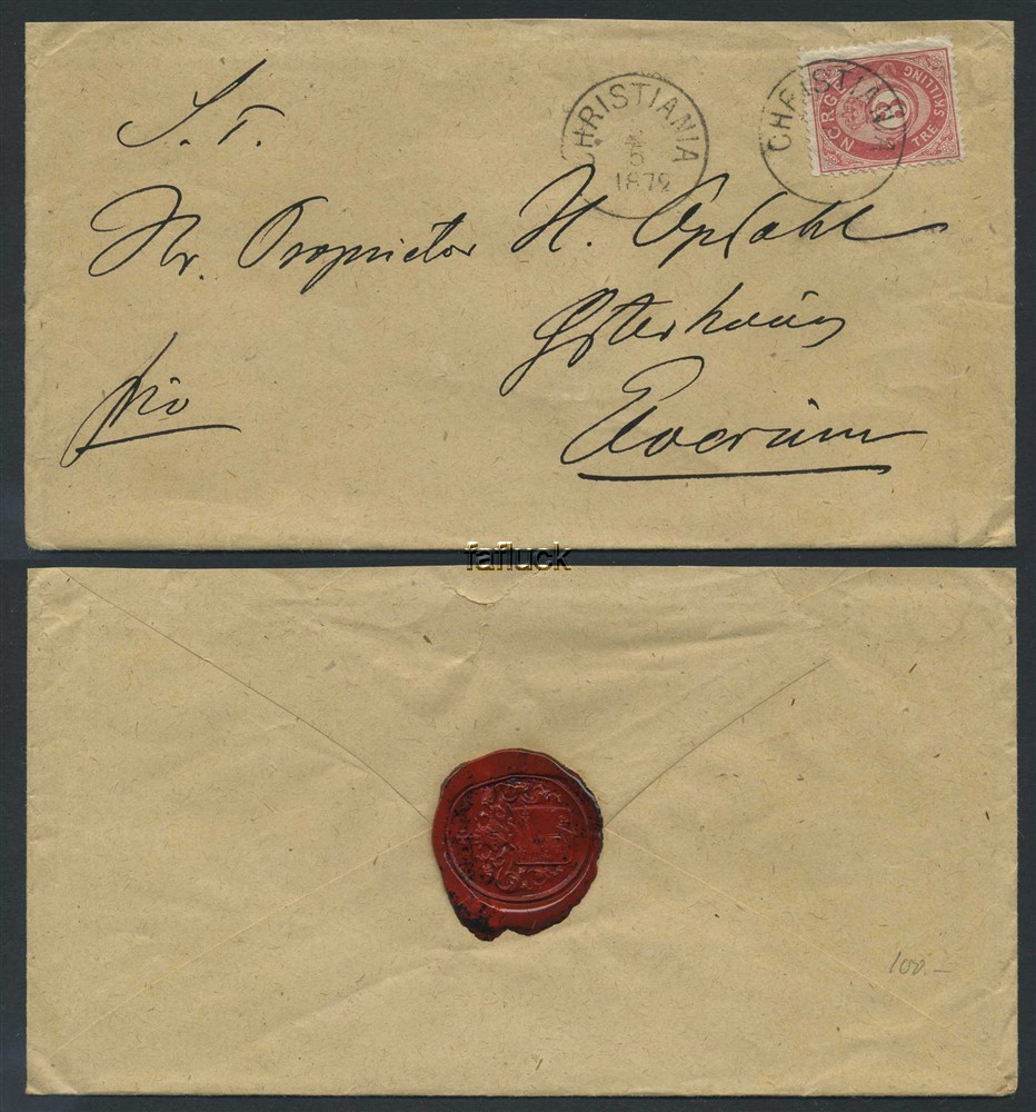 Norway covers: NK 0018a. CHRISTIANIA 5.5.1872. Envelope