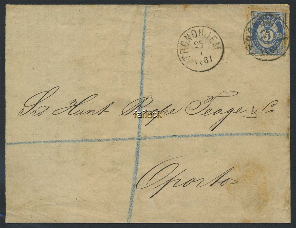 Norway covers: NK 0024 Ib. TRONDHJEM 25.1.1881 to PO-