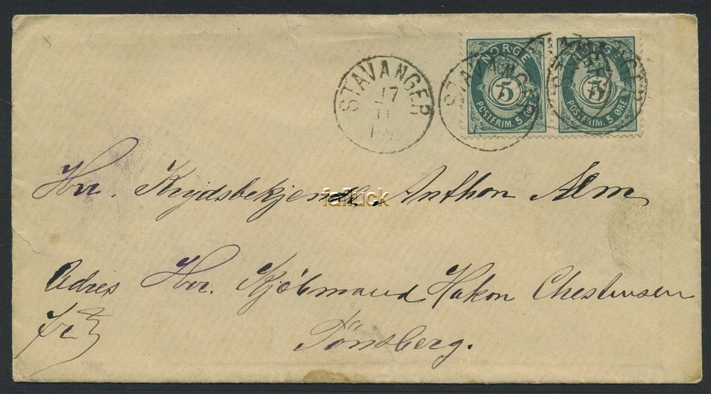 Norway covers: NK 0042 II. STAVANGER 17.11.188?. 10 øre
