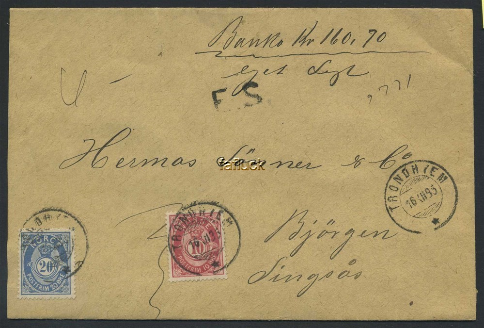 Norway covers: NK 0043a,46a. TRONDHJEM 16.XII.85. 30øre