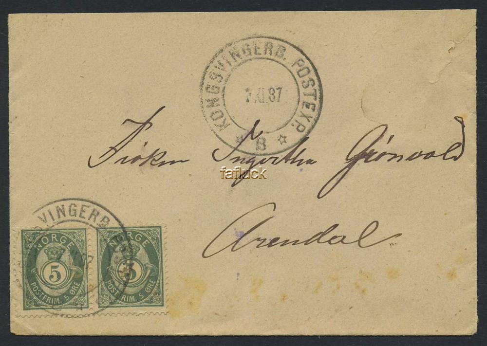 Norway covers: NK 0052 I(2). KONGSVINGERB. POSTEXP./*B*