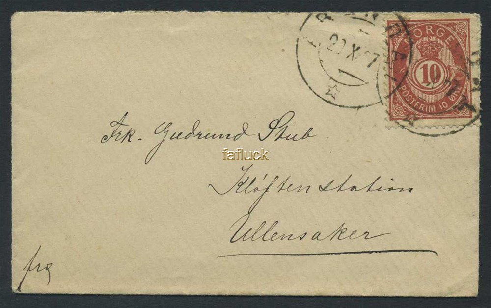 Norway covers: NK 0053 I. ARENDAL 20.X.87. 10 øre 20mm