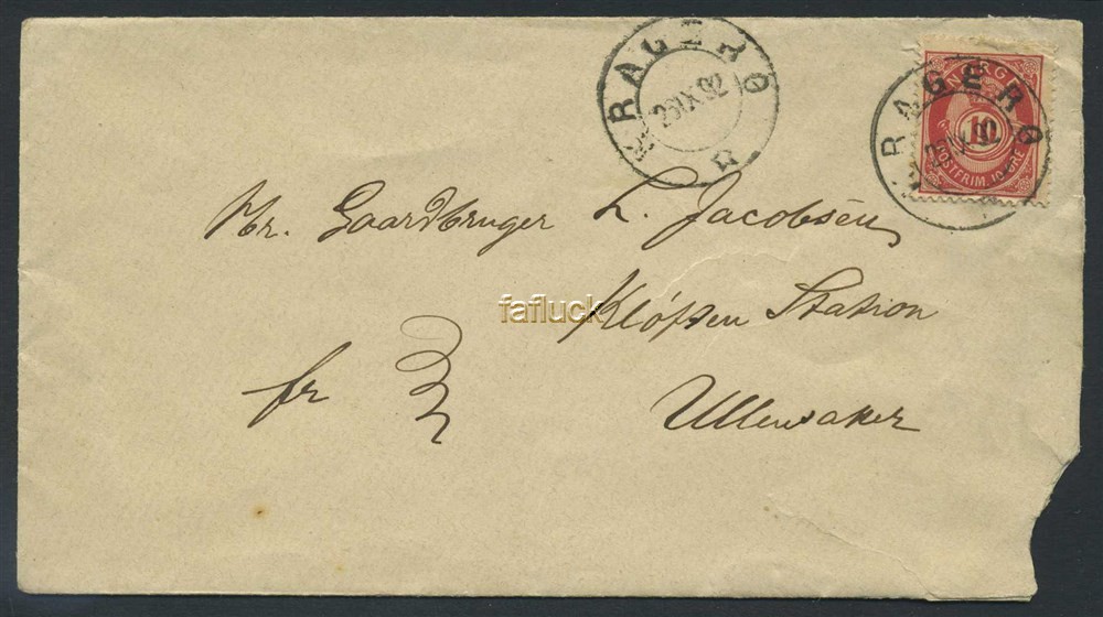 Norway covers: NK 0053 VI. KRAGERØ 26.IX.92. 10 øre