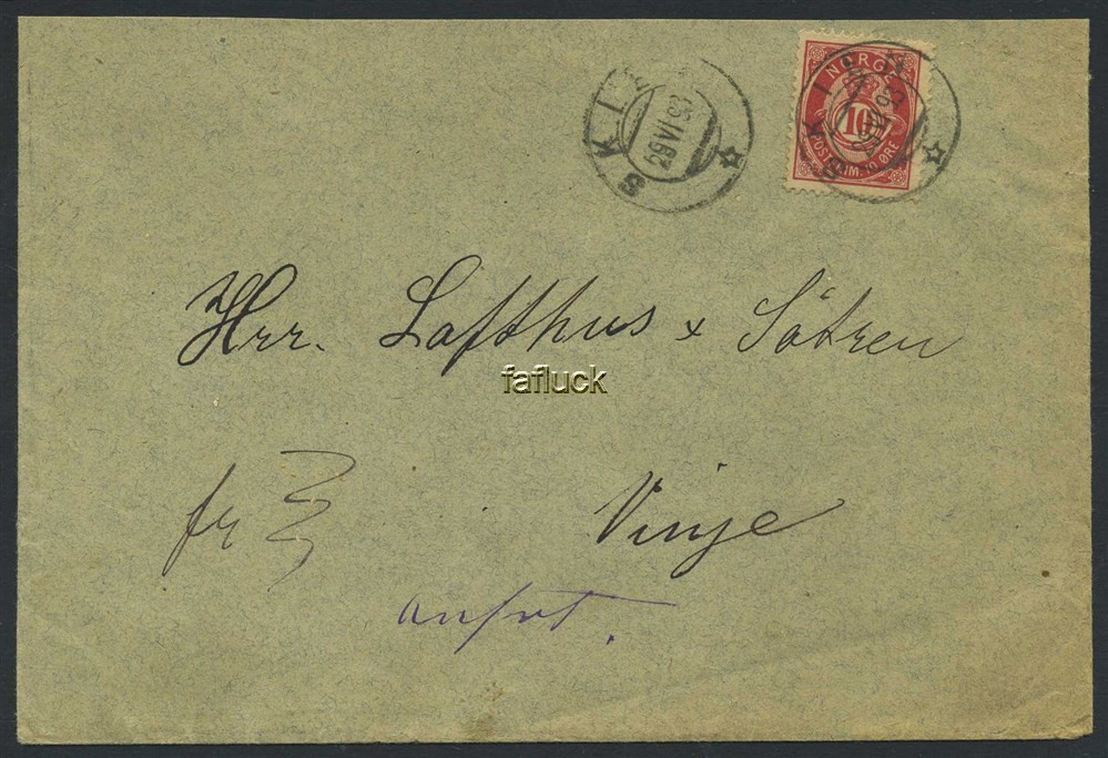 Norway covers: NK 0053 VI. SKIEN 29.VI.93. 10 øre 20mm