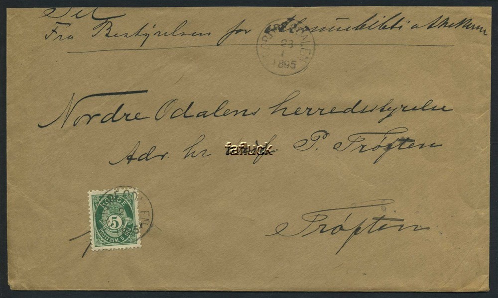 Norway covers: NK 0061x t.1. NORDRE ODALEN 23.1.1895.