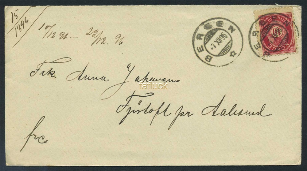 Norway covers: NK 0068. BERGEN 7.XII.96. Envelope.