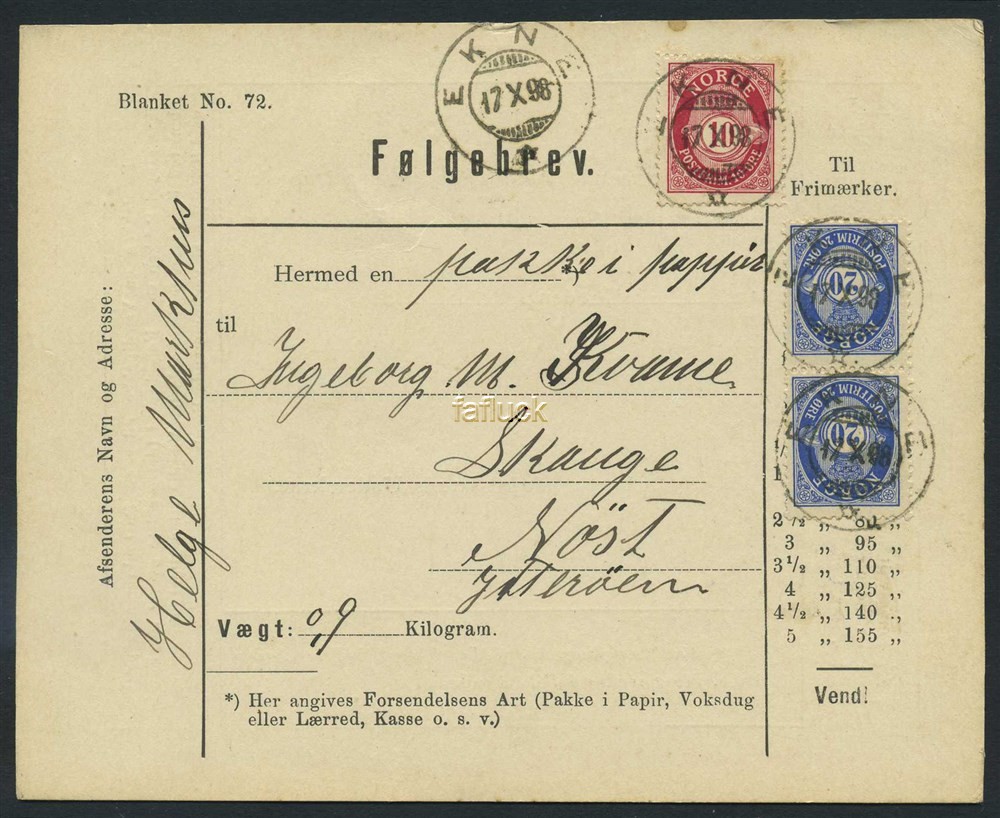 Norway covers: NK 0069(2). STENKJÆR 22.IX.98. Parcel