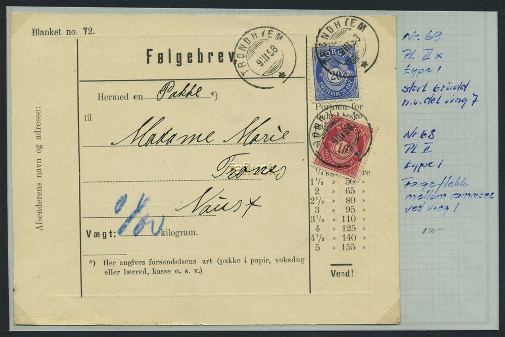 Norway covers: NK 0068-69. TRONDHJEM 9.III.98. 30 øre