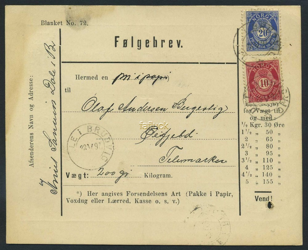 Norway covers: NK 0068-69. DALE I BRUVIG 23.V.97. 30 ø