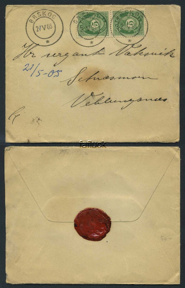 Norway covers: NK 0076(2). ØRSKOG 27.V.05. Envelope.