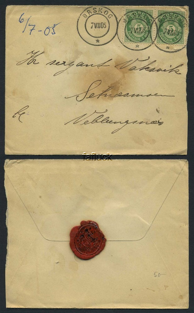 Norway covers: NK 0076(2). ØRSKOG 7.VII.05. Envelope.