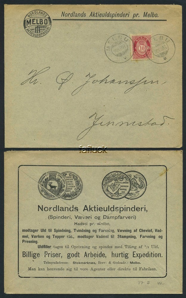 Norway covers: NK 0077 II. MELBU 20.VII.08 (No).