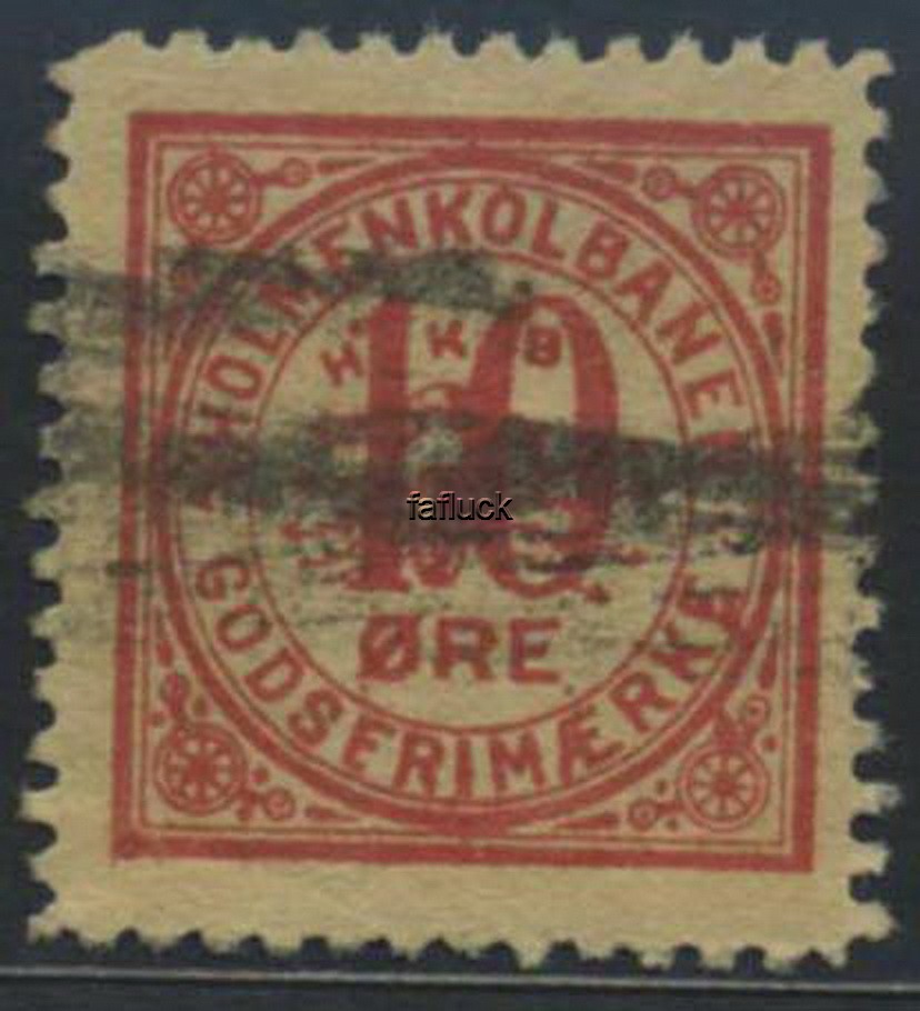 Norway Carrier stamps 02: Holmenkollbanen 06. 10 øre dark carmine canc. by blac
