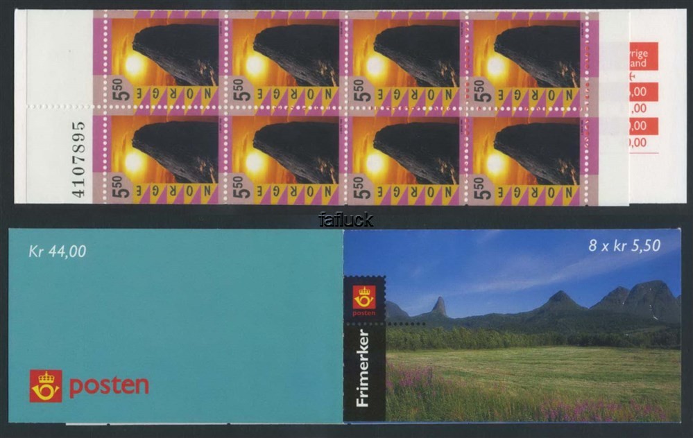 Norway booklets: FH 104Bnr. 8-block 5,50 kr Tourist stamps V, 1998 (NK 1333).