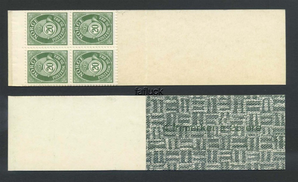 Norway vending machine booklets: AH 09A.  Kr.1,00, 1974. 4-blocks 5 and 20 øre