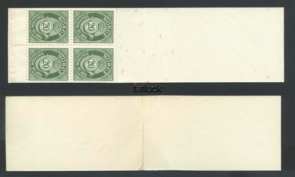 Norway vending machine booklets: AH 10B.  Kr.1,00, 1974. 4-blocks 5 and 20 øre