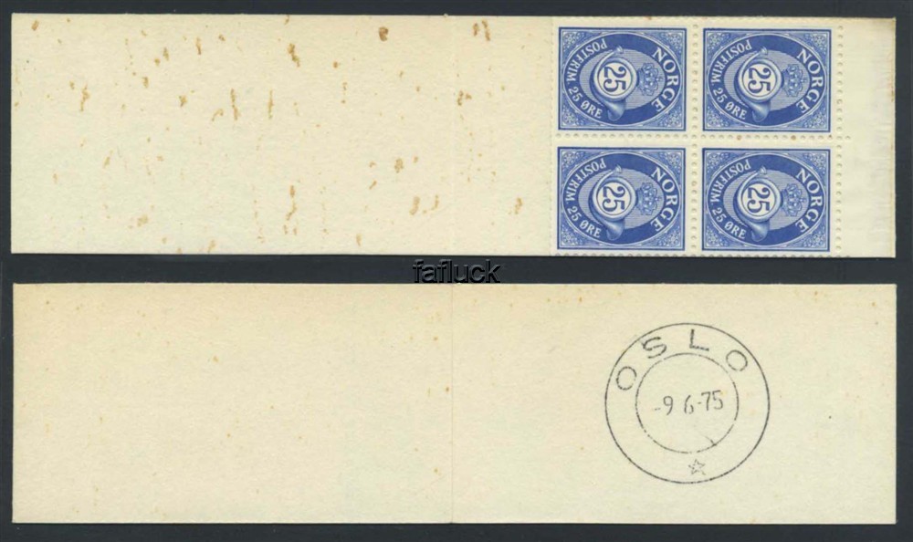 Norway vending machine booklets: AH 11 IA. o  Kr.1,00, 1973. Cancelled booklet.