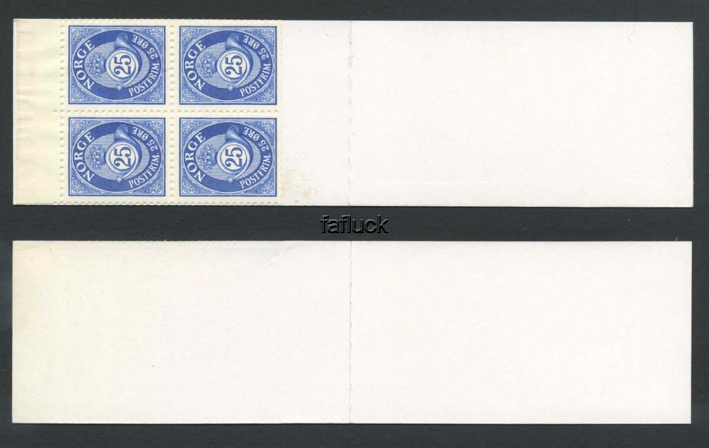 Norway vending machine booklets: AH 11 IIA.  Kr.1,00, 1973. 4-block 25 øre