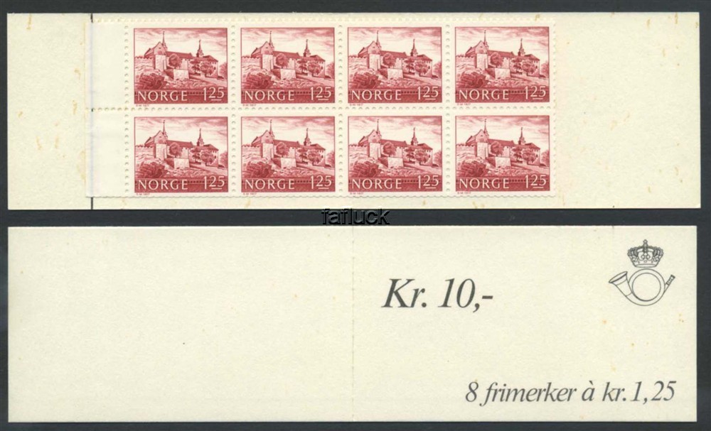 Norway vending machine booklets: AH 13A. Kr.10,00, 1978. 8-block 1,25 kr