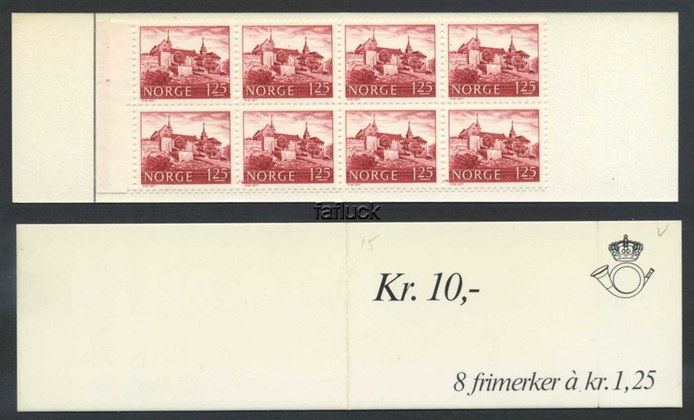 Norway vending machine booklets: AH 15A. Kr.10,00, 1979. 8-block 1,25 kr