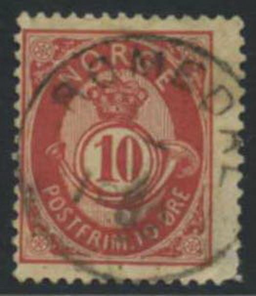 NK 0053 VI. ROMEDAL 1892 (no date) (He). Upright full canc. Faults: Thin and sh