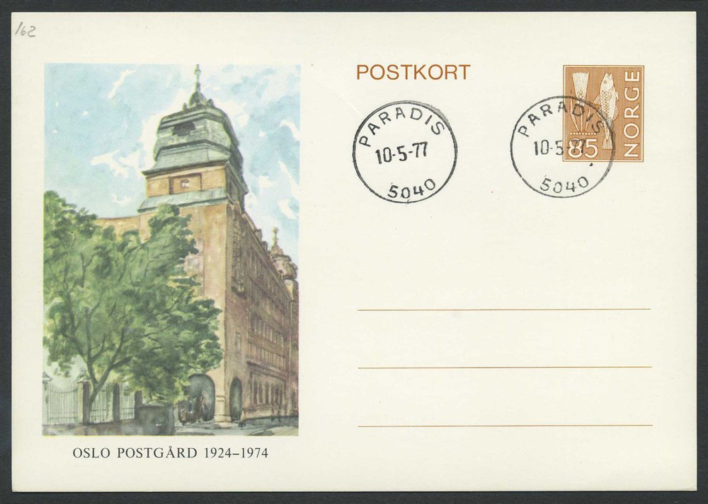 Norway stationaries: BK 162. PARADIS/5040 - 10.5.77. Two superb stroke on