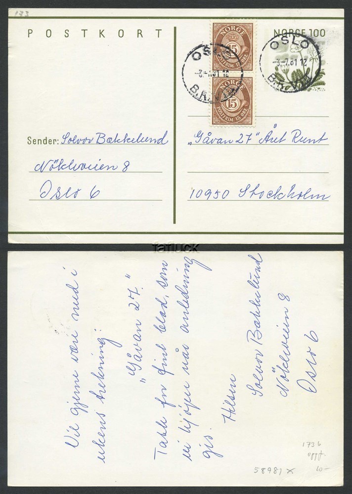 Norway stationaries: BK 035 dII. Beautiful SKIEN-canc. on card addr. locally.