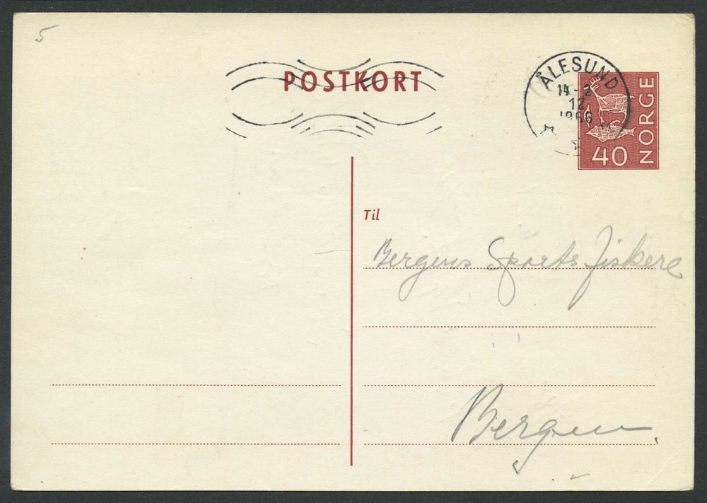 Norway stationaries: BK 136a. Fine card used inland.  40 øre definitive issue