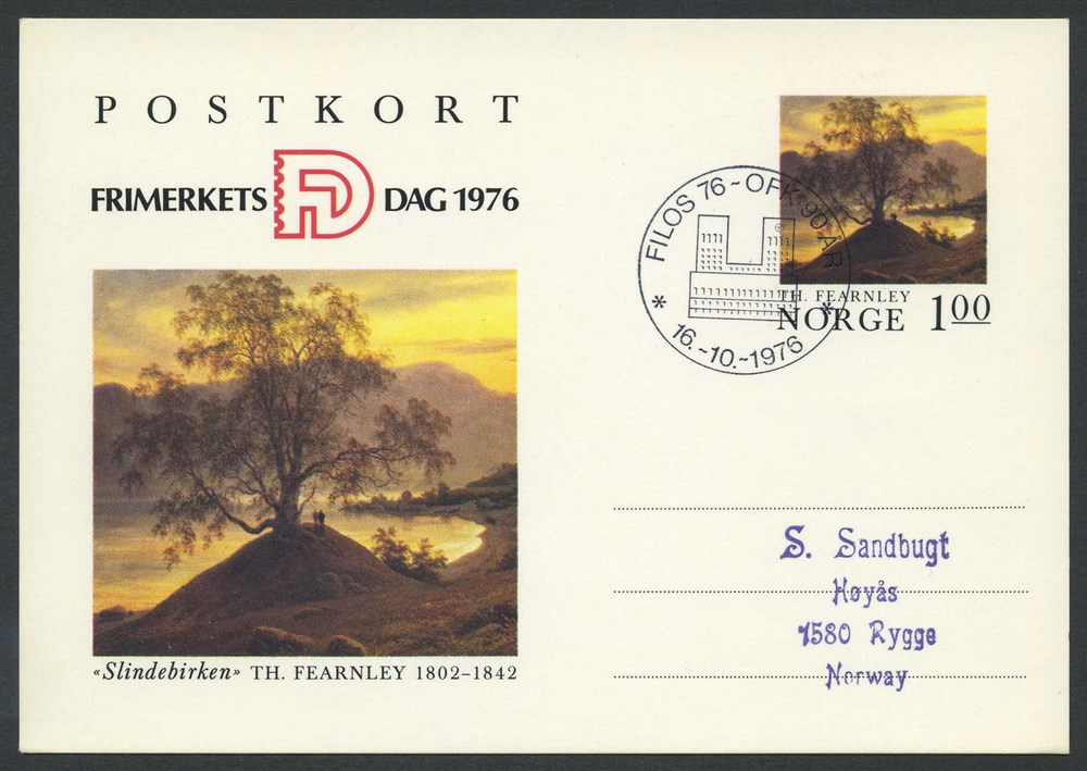 Norway stationaries: BK 168. FILOS 76 - OFK 90 ÅR 16.10.1976. Special canc.