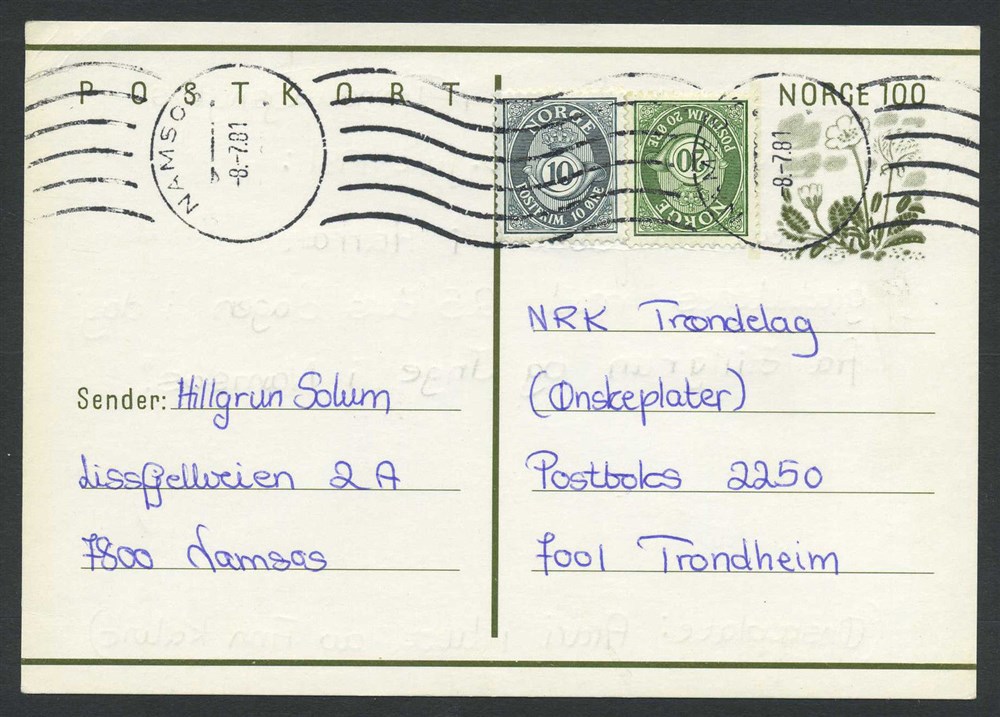 Norway stationaries: BK 173. Fine card used inland. Uprated to 130 øre postage