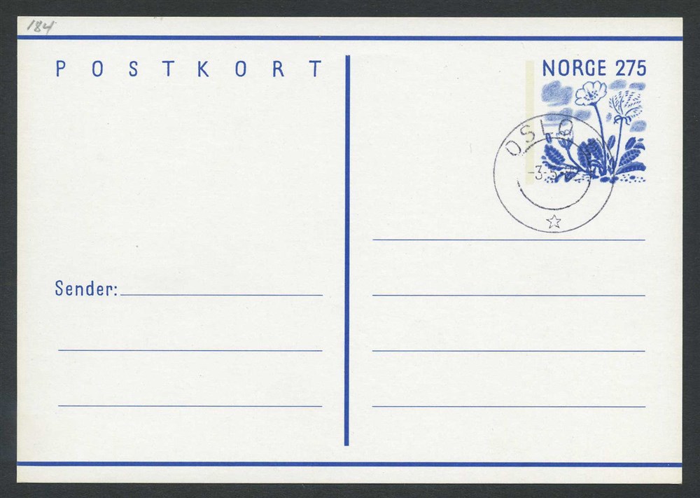Norway stationaries: BK 184. Fine used card.  Unaddressed. 275 øre Nature IV