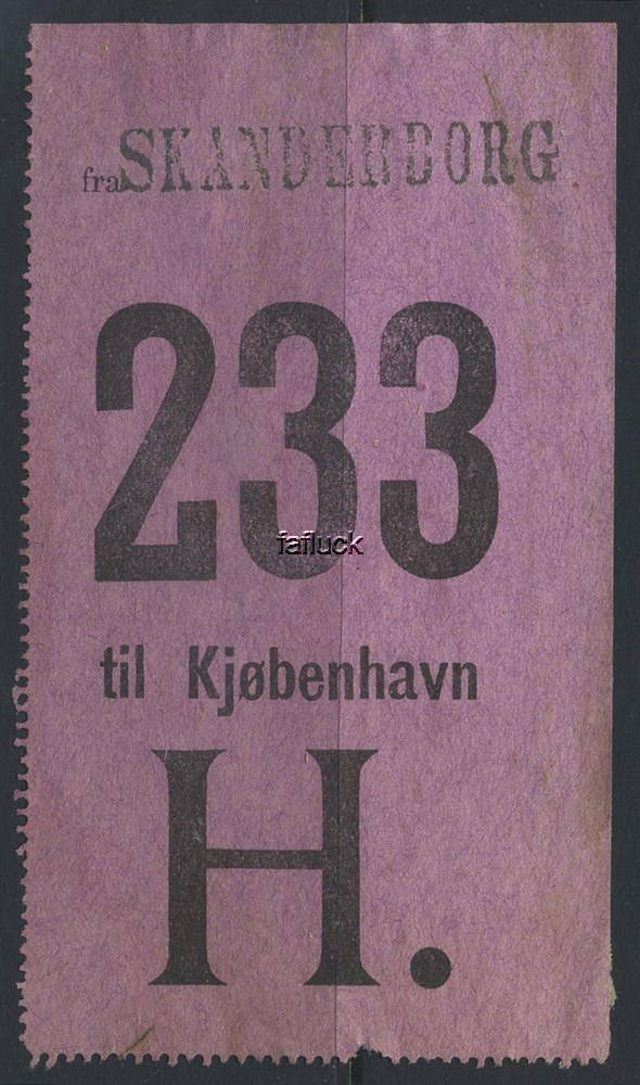 Denmark postal labels: Large violet parcel arriving label from SKANDERBORG to