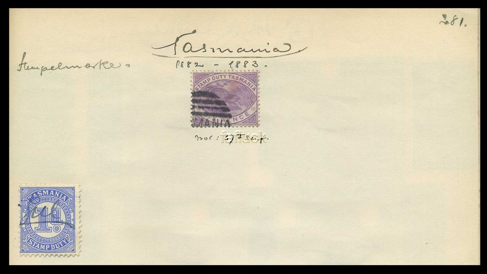 Tasmania revenue stamps. Lot 2 different stamp duty stamps.