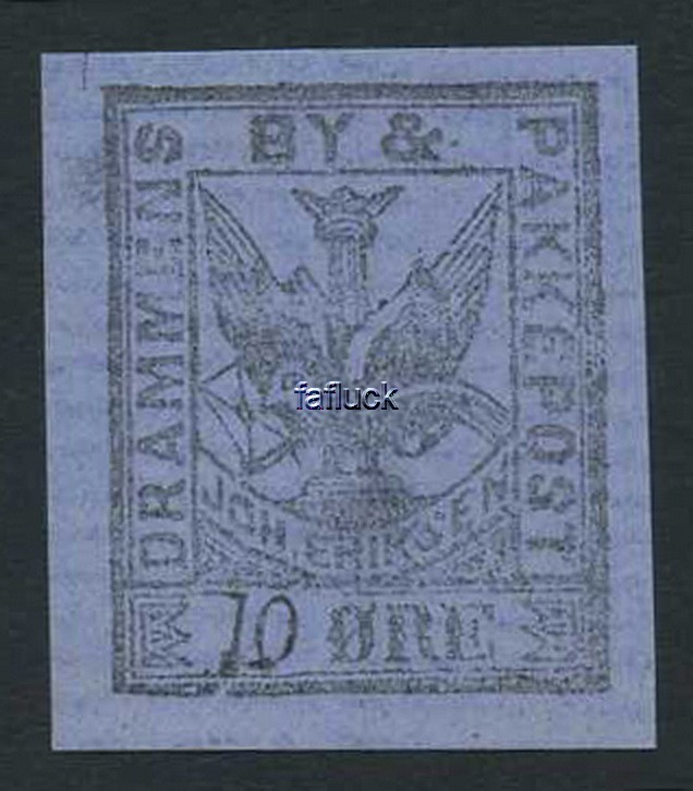 Norway locals: Drammen III 07xa t.2. (*) 10 øre greyish black/blue. Very fine
