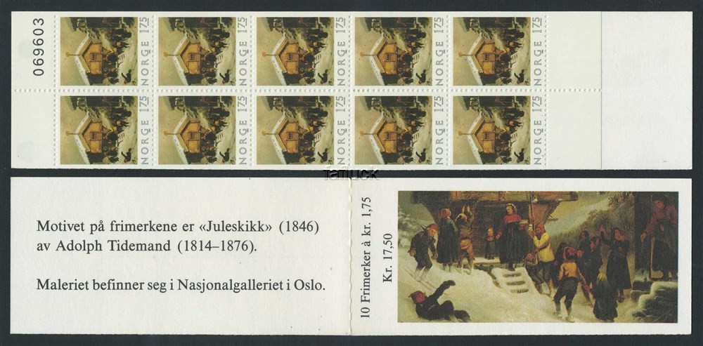 Norway booklets: FH 058Anr2. 10-block 1,75 kr Christmas 1982 (NK 923). Lower