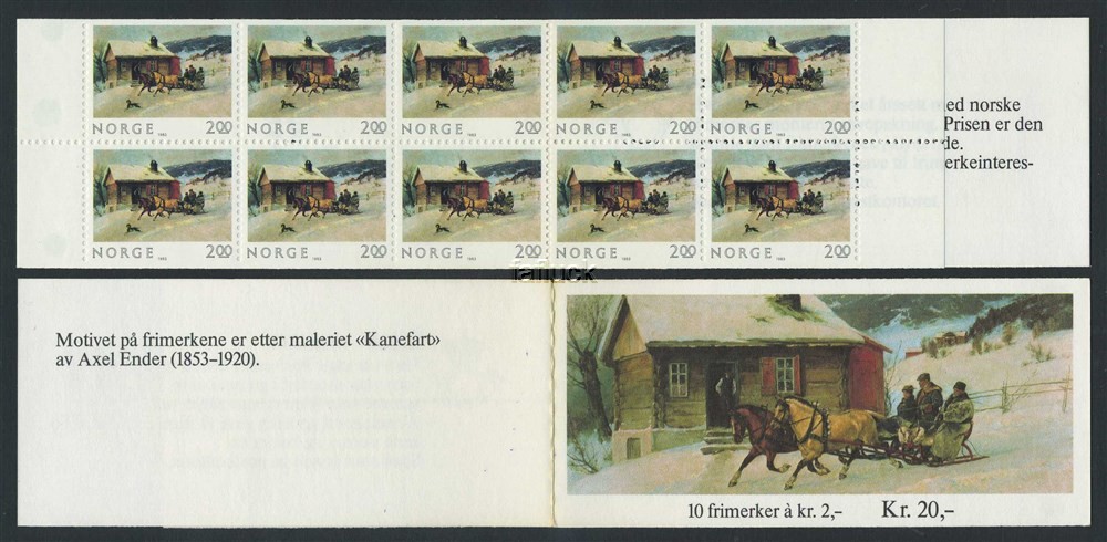 Norway booklets: FH 060A. 10-block 2,00 kr Christmas, 1983 (NK 942). Right