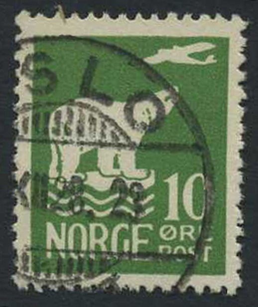 NK 0133. OSLO ?.XII.28. Upright canc. V.f.u. 10 øre Polar Bear 1925. (SK 200,-+