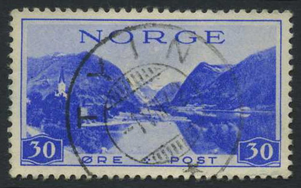NK 0222x. TYIN 1.VIII.42. Nice canc. on 30 øre Tourist stamp, no  wmk., thick y