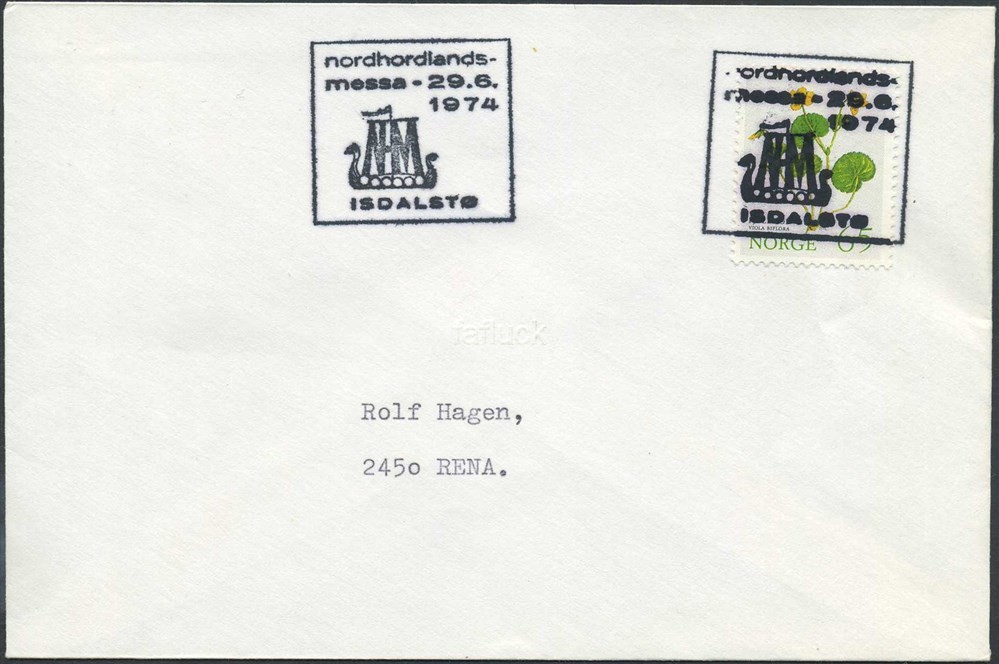 Norway Special event postmarks 14: 1974/24. NORDHORDLANDS-MESSA, ISDALSTØ.