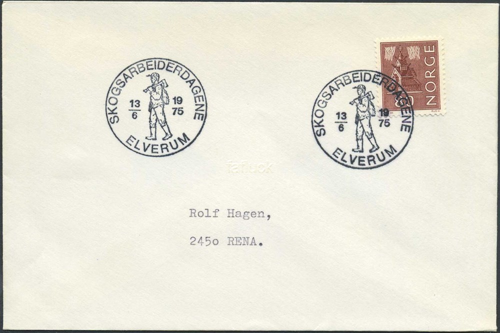 Norway Special event postmarks: 1975/18. SKOGSARBEIDERDAGENE, ELVERUM.