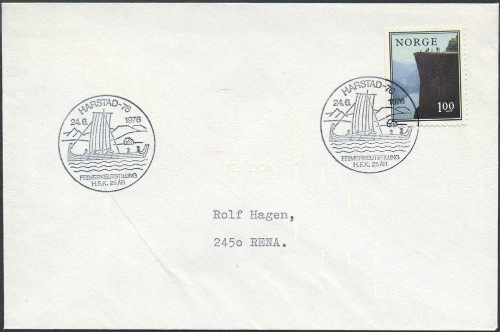 Norway Special event postmarks: 1976/24. HARSTAD-76, FRIMERKEUTSTILLING, H.F.K.