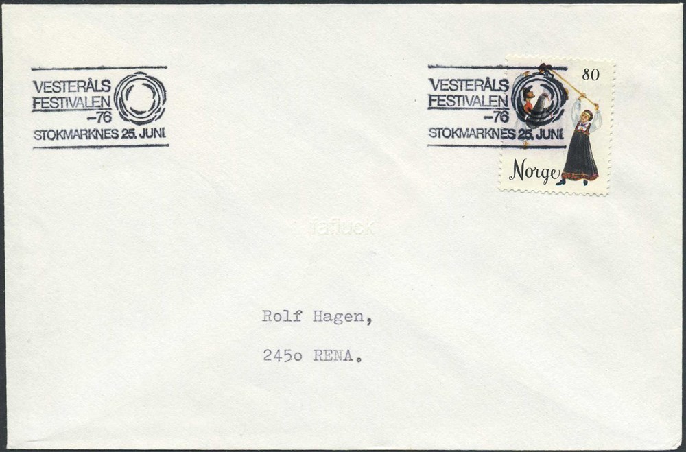 Norway Special event postmarks 14: 1976/25. VESTERÅLS-FESTIVALEN -76, STOKMARKN