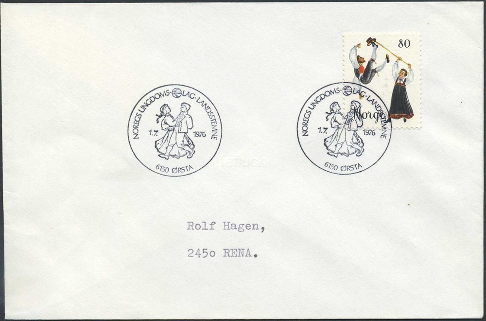 Norway Special event postmarks: 1976/29. NOREGS UNGDOMSLAG-LANDSSTEMNE, ØRSTA.