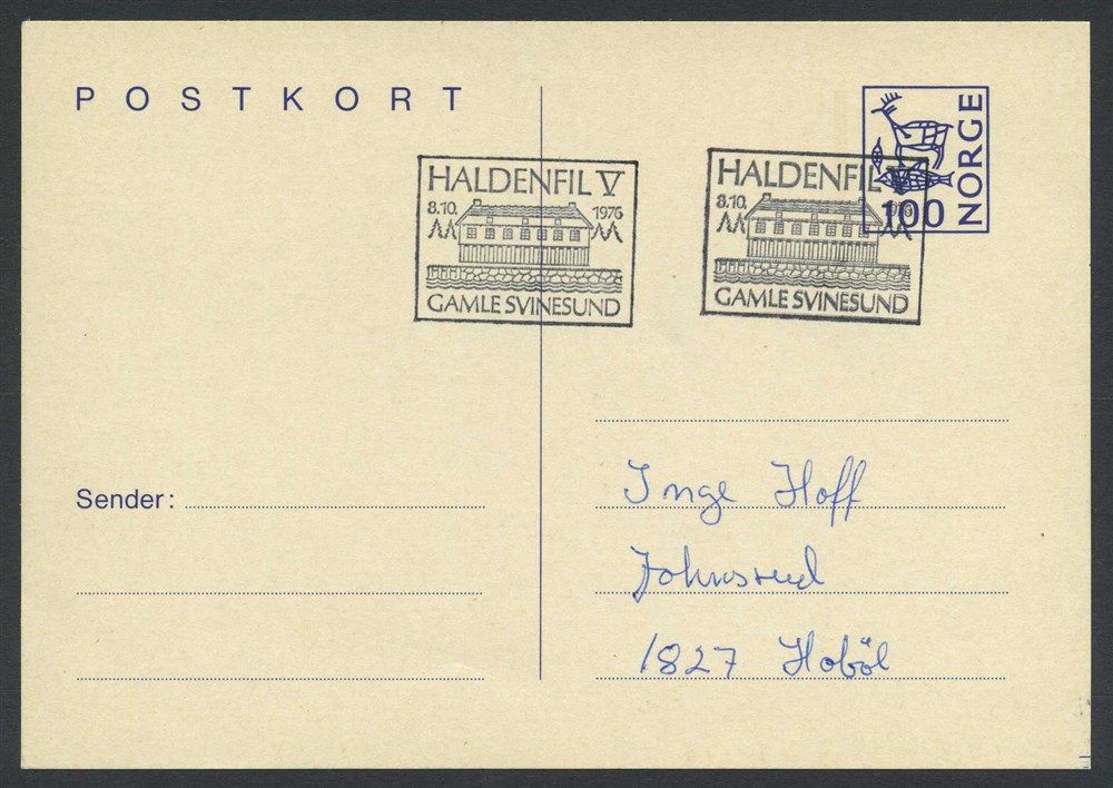 Norway stationaries: BK 166 A. HALDENFIL V, GAMLE SVINESUND 1976.10.08.