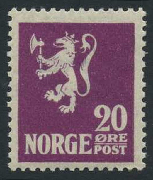 NK 0127. ** 20 øre Lion I 1922. Well centered stamp. (SK 850,- as well centered